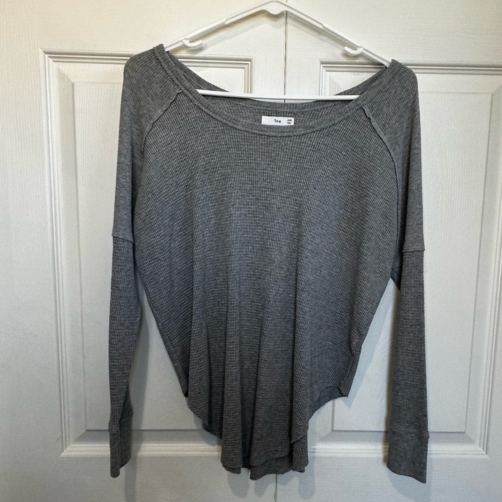 TNA Aritzia Waffle Raglan Longsleeve Thermal Grey Size XXS